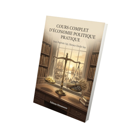 Livre Cours complet d’économie politique pratique par Jean-Baptiste Say, Horace Emile Say - Vue 3D - Editions Remanence