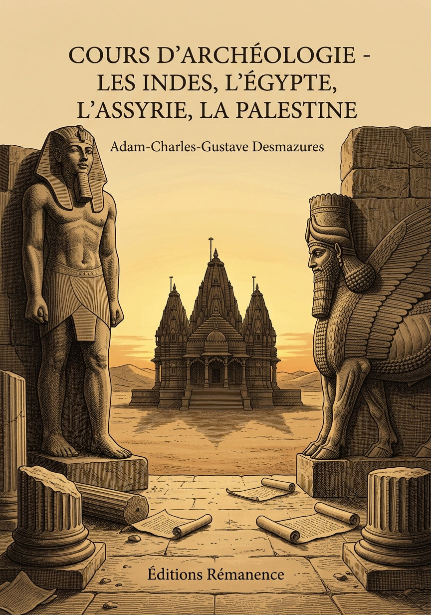 Livre Cours d’archéologie - les Indes, l’Égypte, l’Assyrie, la Palestine par Adam-Charles-Gustave Desmazures - Couverture - Editions Remanence