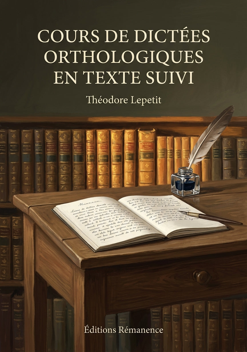Livre Cours de dictées orthologiques en texte suivi par Théodore Lepetit - Couverture - Editions Remanence