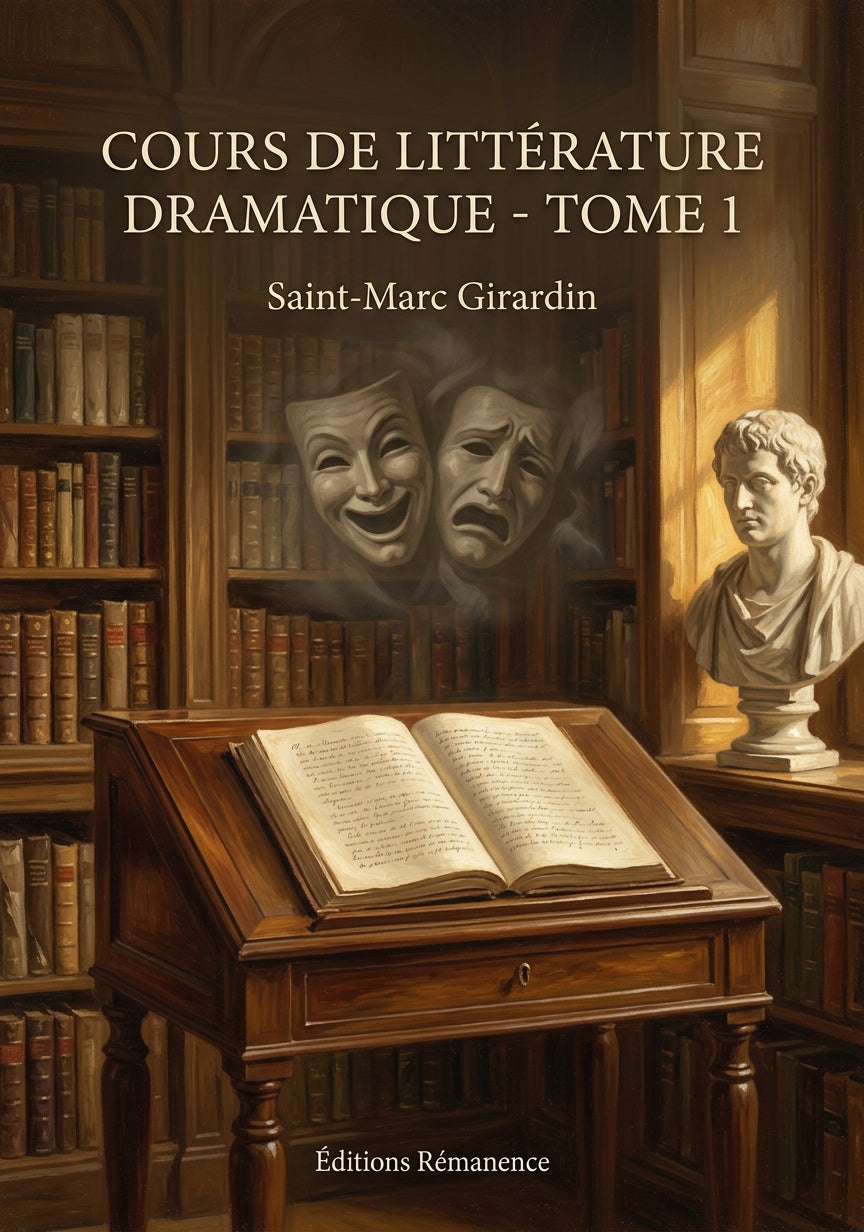 Livre Cours de littérature dramatique - Tome 1 par Saint-Marc Girardin - Couverture - Editions Remanence