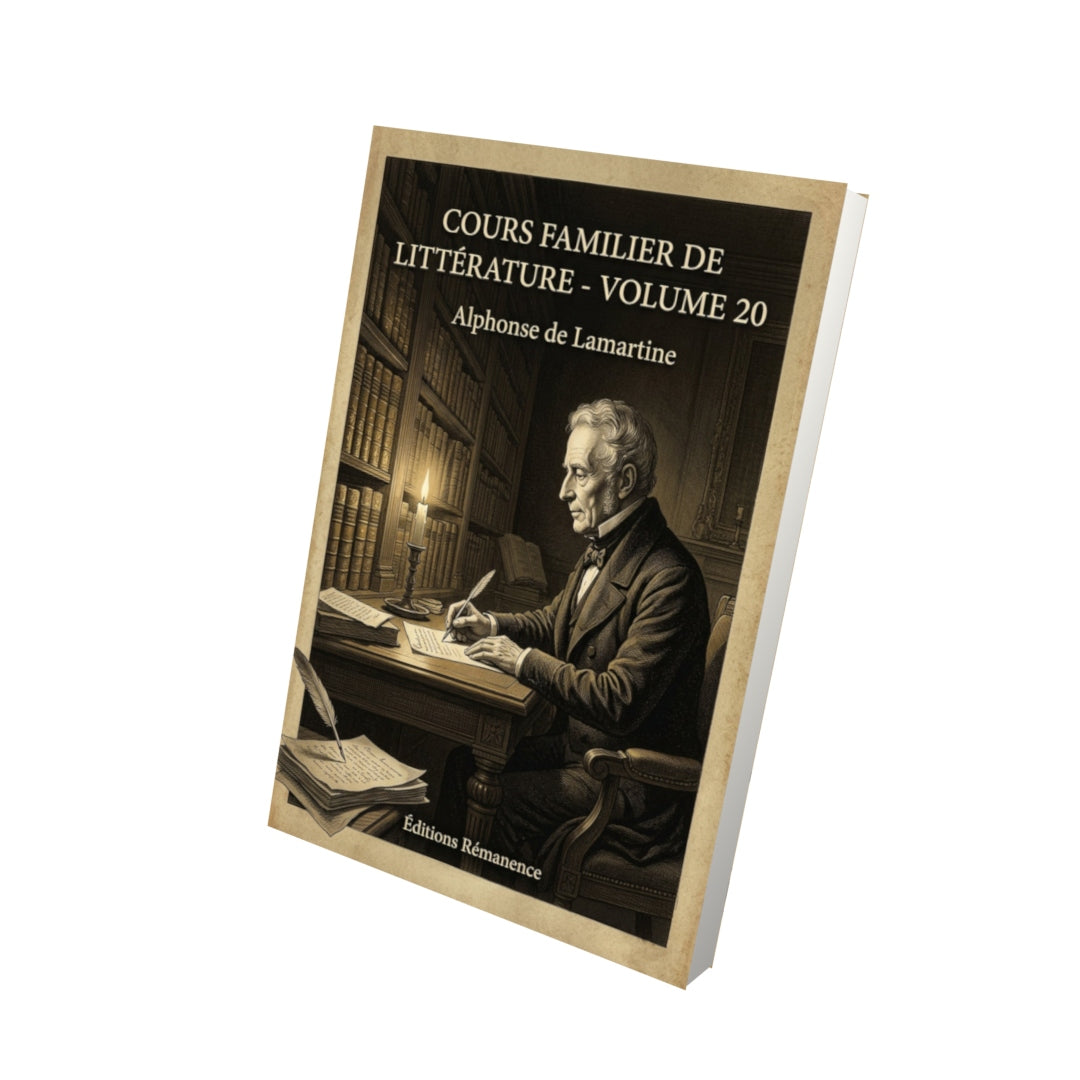 Livre Cours familier de Littérature - Volume 20 - Alphonse de Lamartine - Vue 3D - Editions Remanence