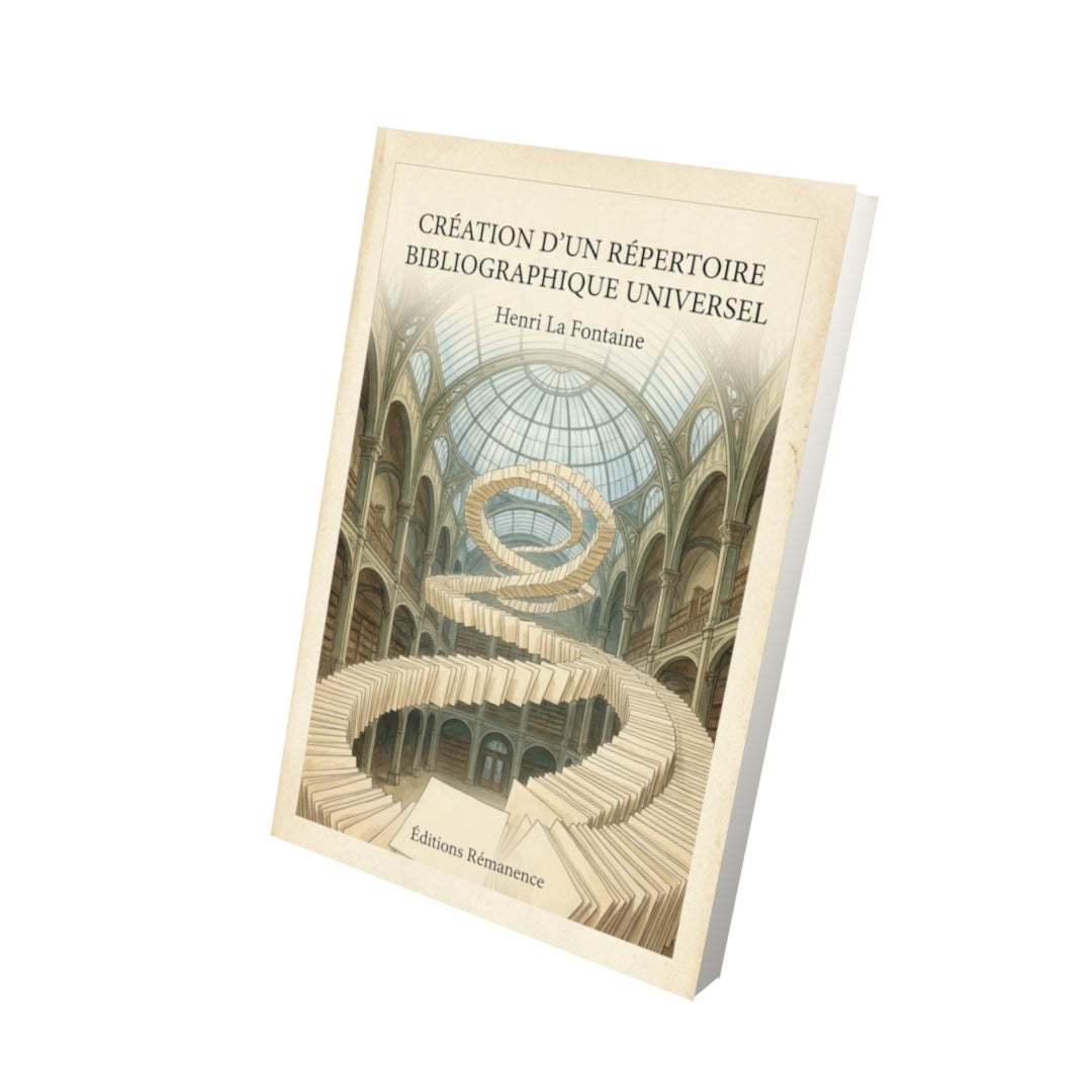 Livre Création d'un répertoire bibliographique universel - Henri La Fontaine - Vue 3D - Editions Remanence