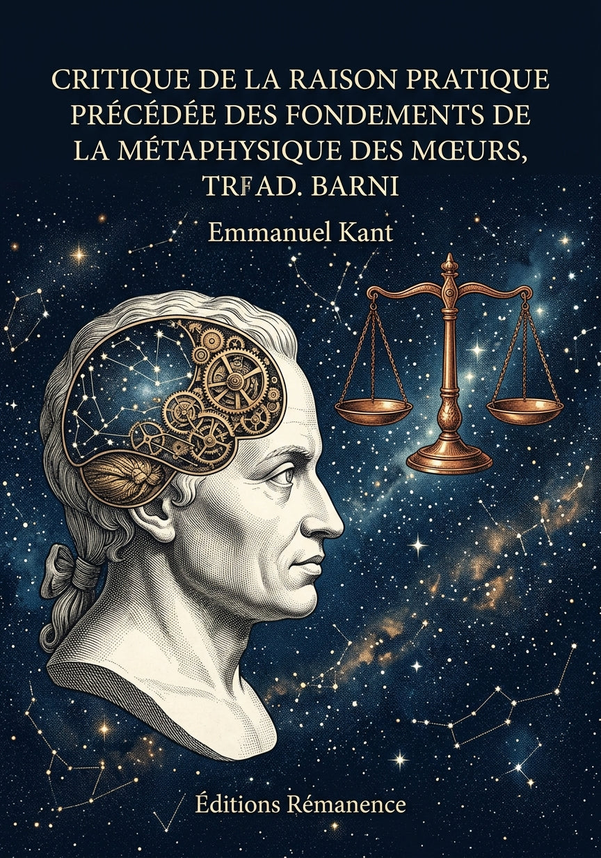 Livre Critique de la raison pratique précédée des Fondements de la métaphysique des mœurs, trad. Barni par Emmanuel Kant - Couverture - Editions Remanence