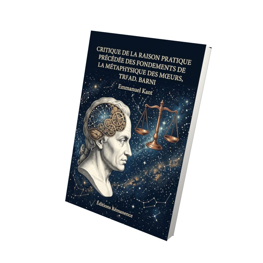 Livre Critique de la raison pratique précédée des Fondements de la métaphysique des mœurs, trad. Barni par Emmanuel Kant - Vue 3D - Editions Remanence