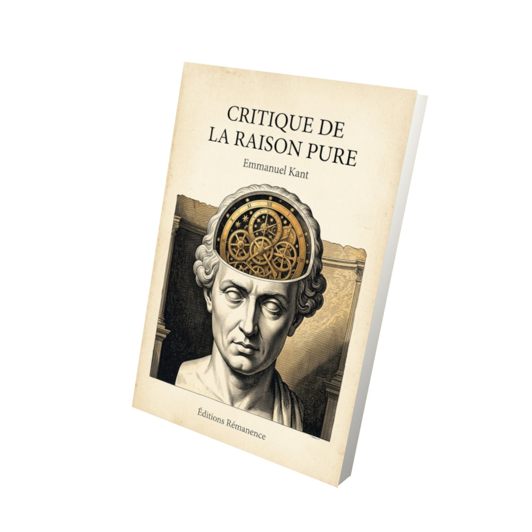 Livre Critique de la raison pure par Emmanuel Kant - Vue 3D - Editions Remanence