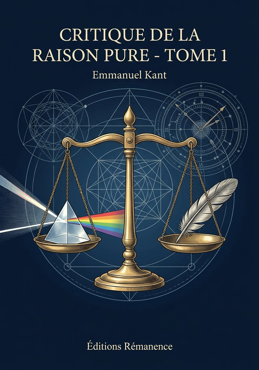 Livre Critique de la raison pure - Tome 1 par Emmanuel Kant - Couverture - Editions Remanence