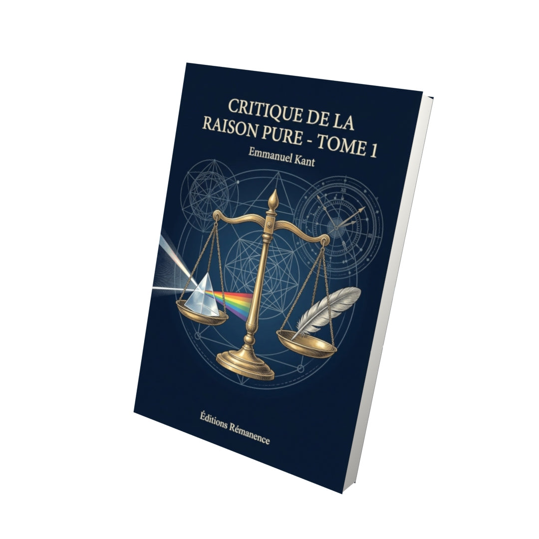 Livre Critique de la raison pure - Tome 1 par Emmanuel Kant - Vue 3D - Editions Remanence