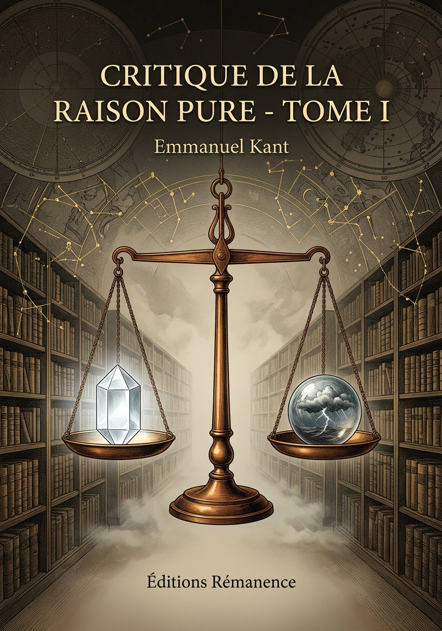 Livre Critique de la raison pure - Tome I par Emmanuel Kant - Couverture - Editions Remanence