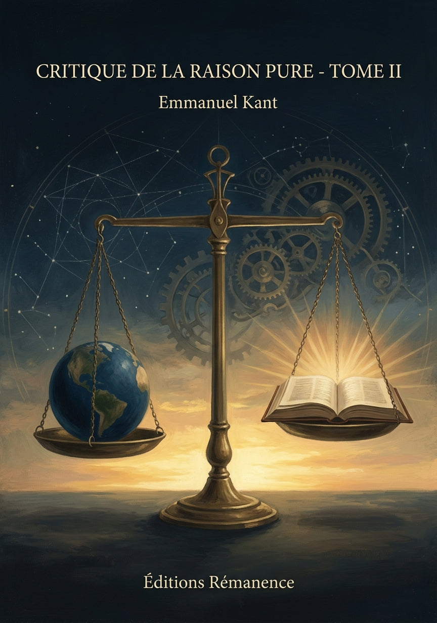 Livre Critique de la raison pure - Tome II par Emmanuel Kant - Couverture - Editions Remanence
