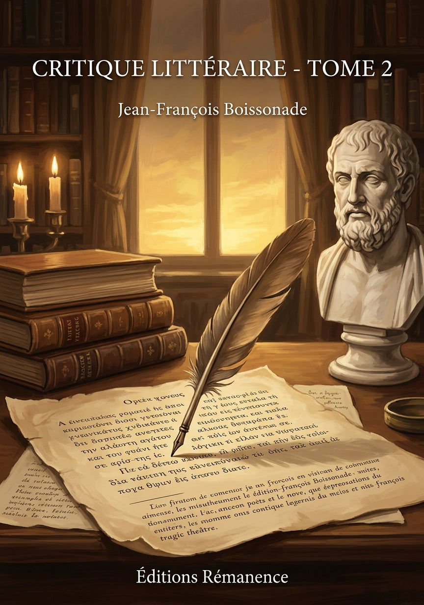 Livre Critique littéraire - Tome 2 par Jean-François Boissonade - Couverture - Editions Remanence