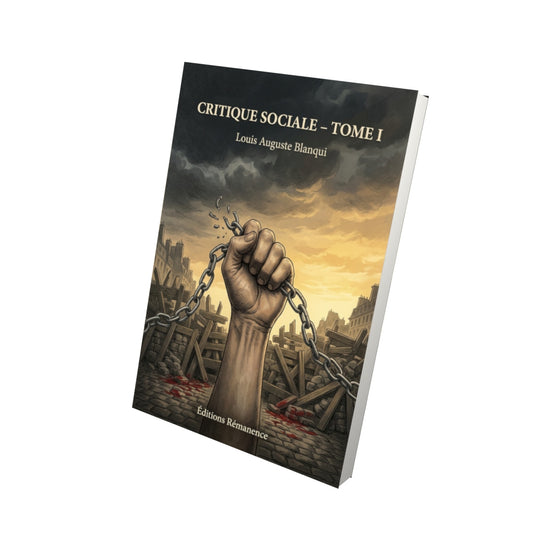Livre Critique sociale - Tome I par Louis Auguste Blanqui - Vue 3D - Editions Remanence