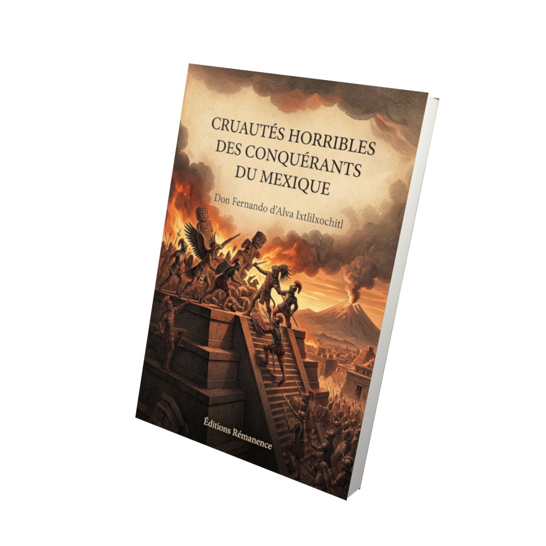 Livre Cruautés Horribles des Conquérants du Mexique par Don Fernando d’Alva Ixtlilxochitl - Vue 3D - Editions Remanence