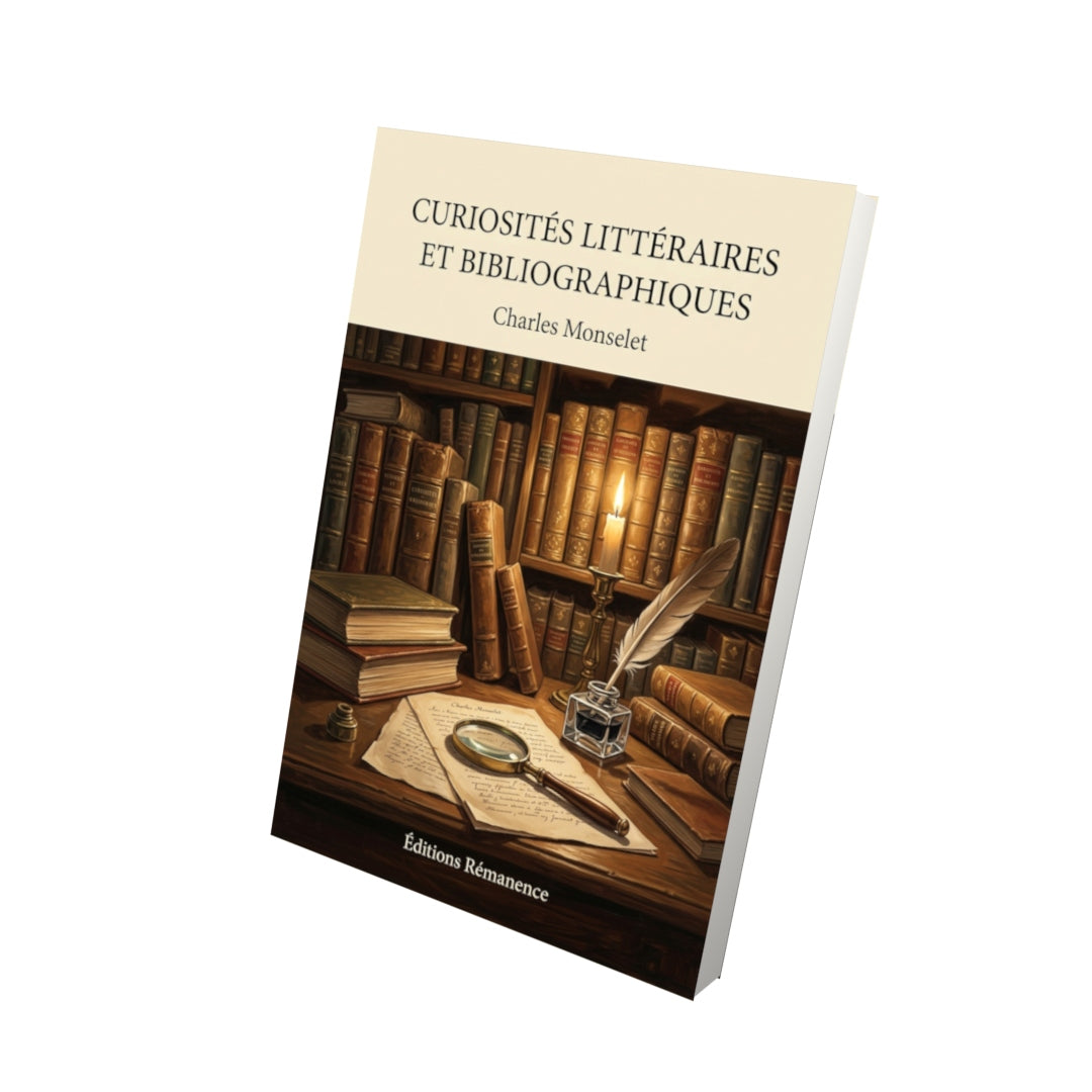 Livre Curiosités littéraires et bibliographiques par Charles Monselet - Vue 3D - Editions Remanence