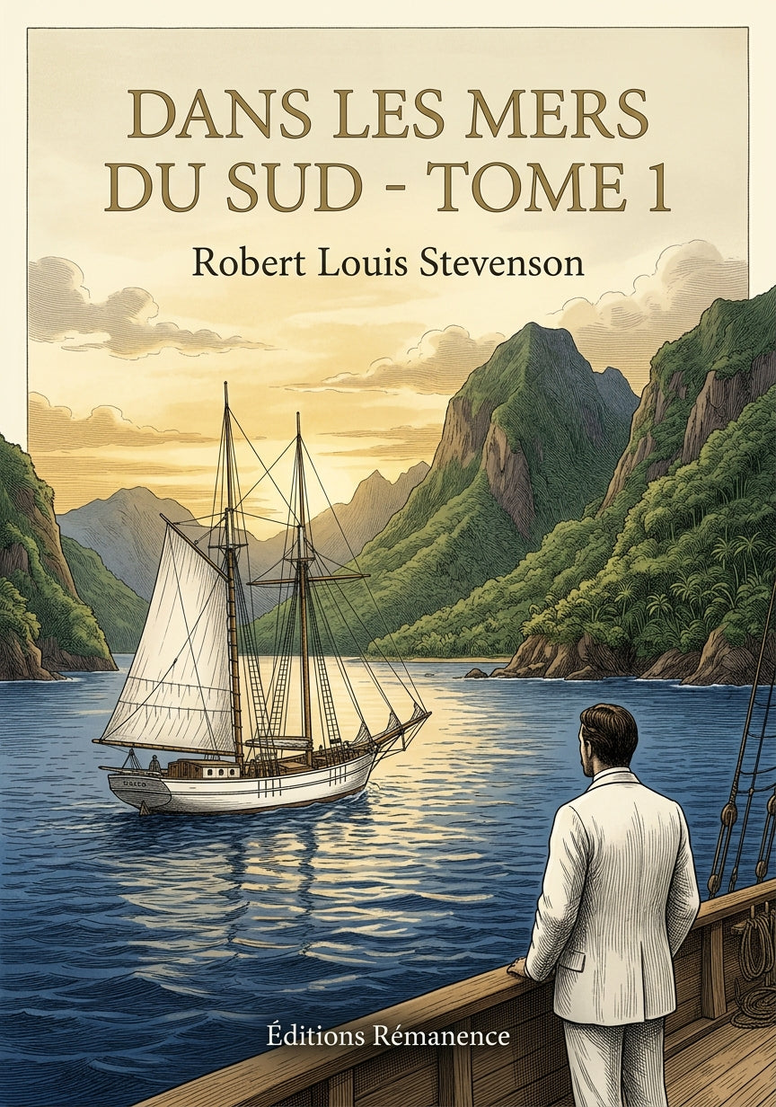 Livre Dans les mers du sud - Tome 1 par Robert Louis Stevenson - Couverture - Editions Remanence