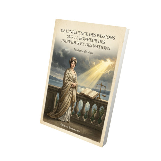 Livre De l'influence des passions sur le bonheur des individus et des nations - Madame de Staël - Vue 3D - Editions Remanence