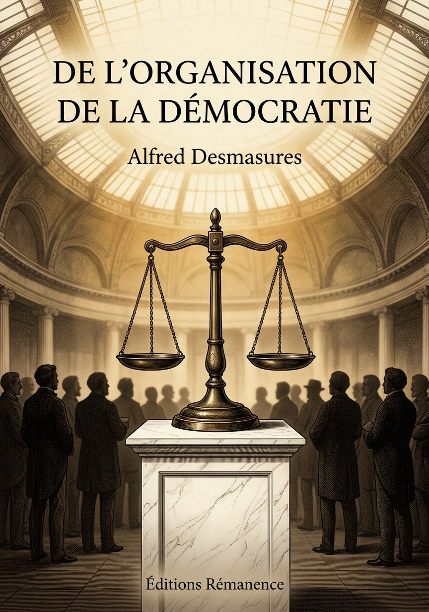 Livre De l'organisation de la démocratie par Alfred Desmasures - Couverture - Editions Remanence