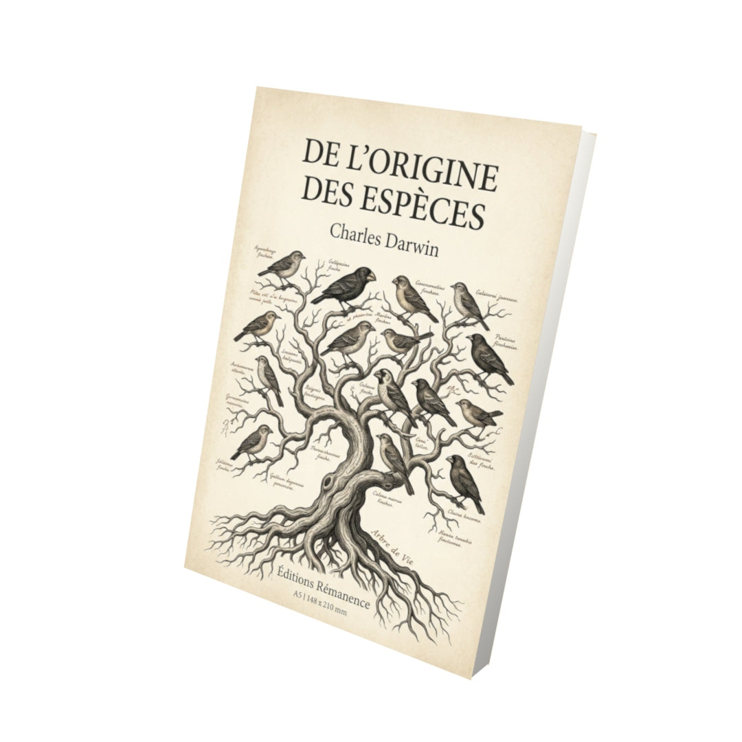 Livre De l'origine des espèces - Charles Darwin - Vue 3D - Editions Remanence
