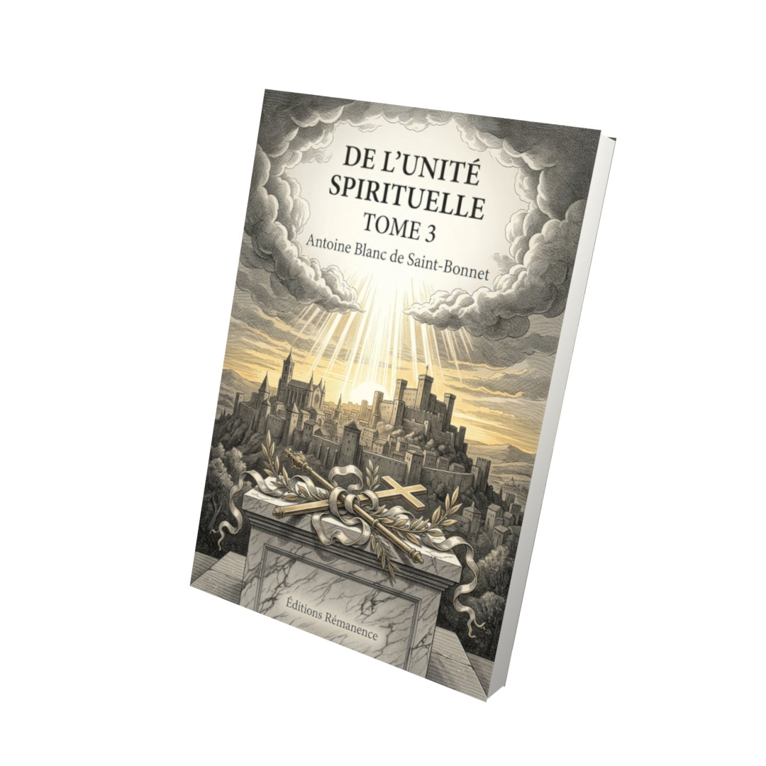Livre De l'unité spirituelle Tome 3 - Antoine Blanc de Saint-Bonnet - Vue 3D - Editions Remanence