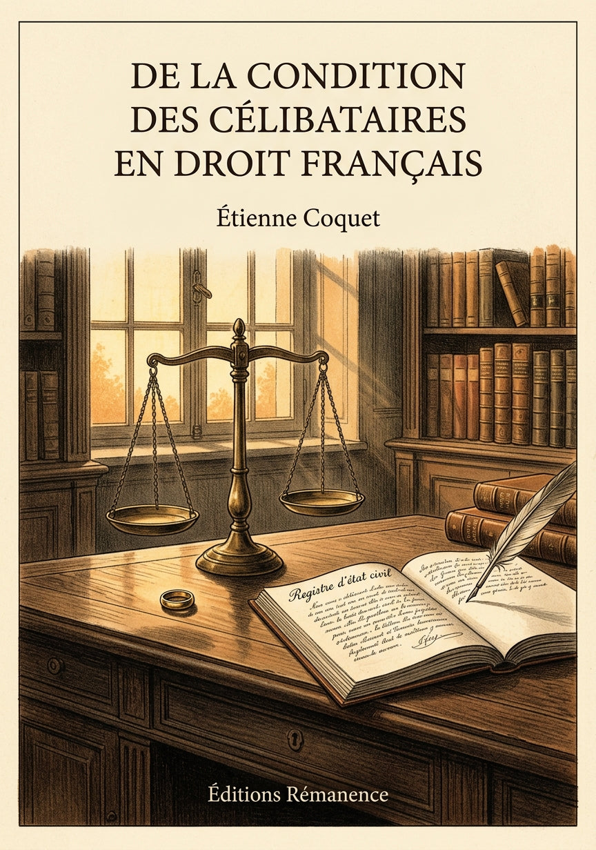 Livre De la condition des célibataires en droit français par Étienne Coquet - Couverture - Editions Remanence
