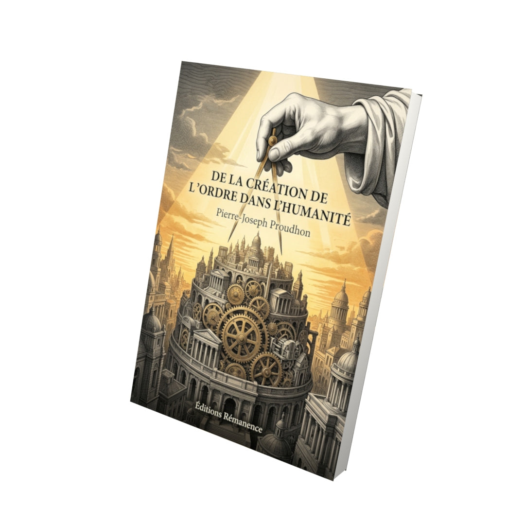 Livre De la création de l’ordre dans l’humanité par Pierre-Joseph Proudhon - Vue 3D - Editions Remanence