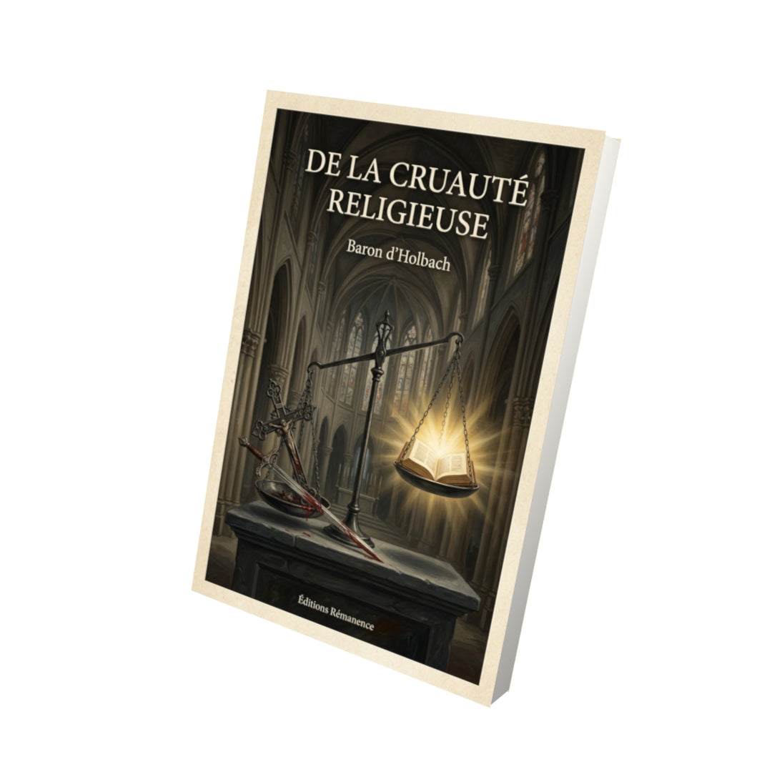 Livre De la cruauté religieuse - Baron d'Holbach - Vue 3D - Editions Remanence