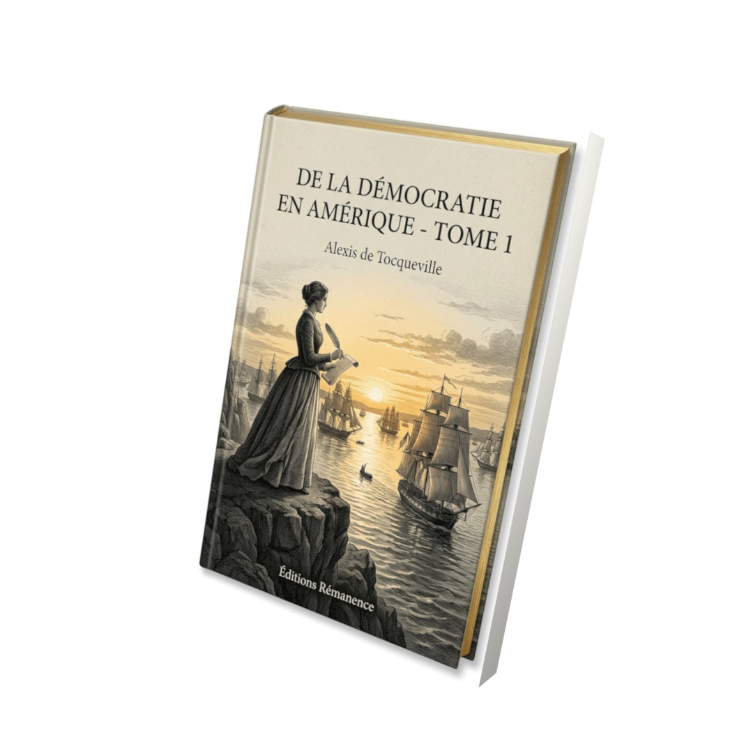Livre De la démocratie en Amérique - Tome 1 par Alexis de Tocqueville - Vue 3D - Editions Remanence