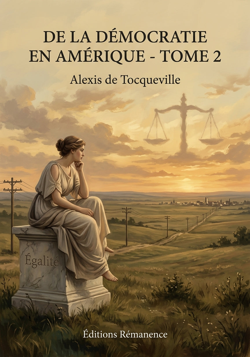 Livre De la démocratie en Amérique - Tome 2 par Alexis de Tocqueville - Couverture - Editions Remanence