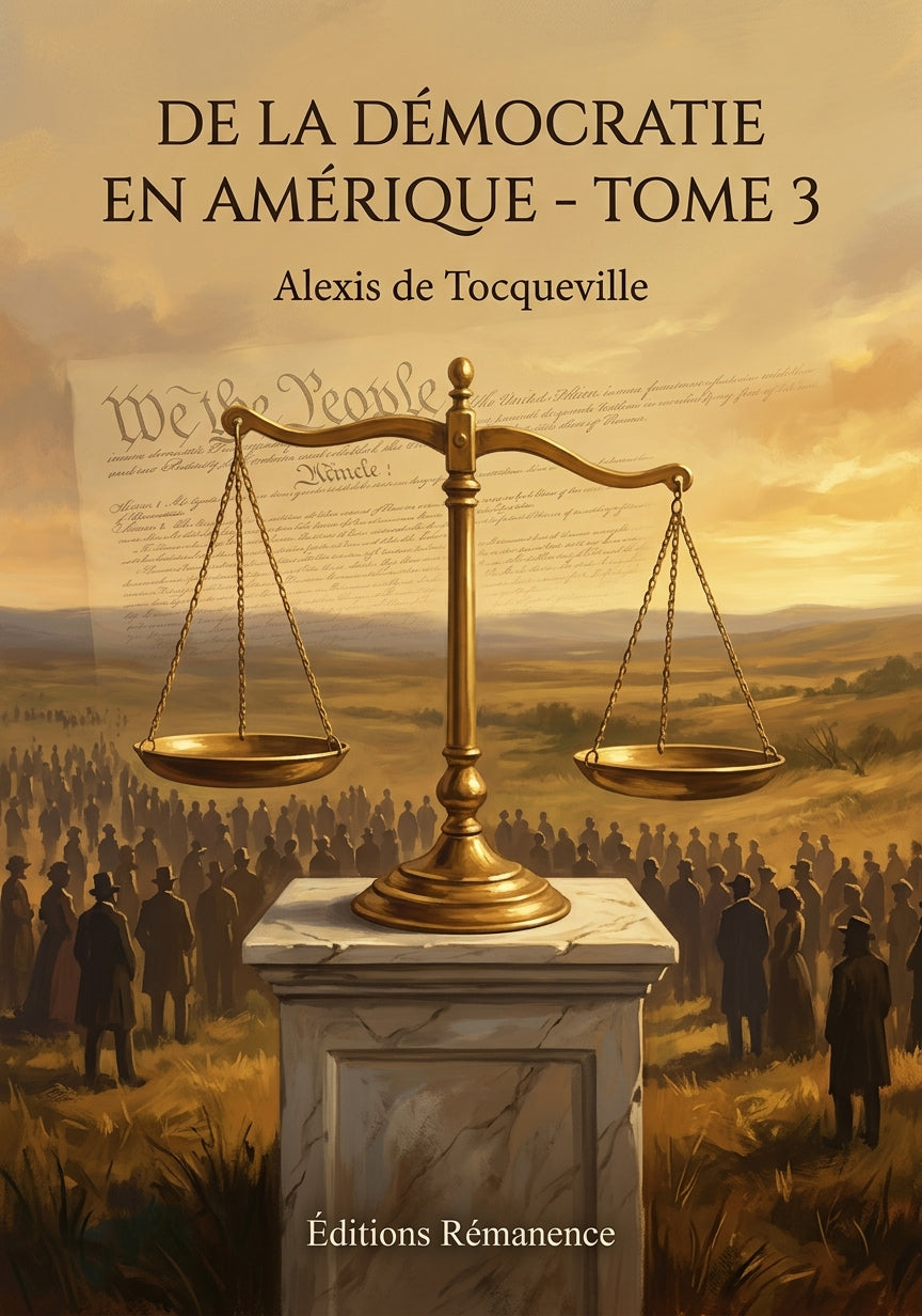 Livre De la démocratie en Amérique - Tome 3 par Alexis de Tocqueville - Couverture - Editions Remanence