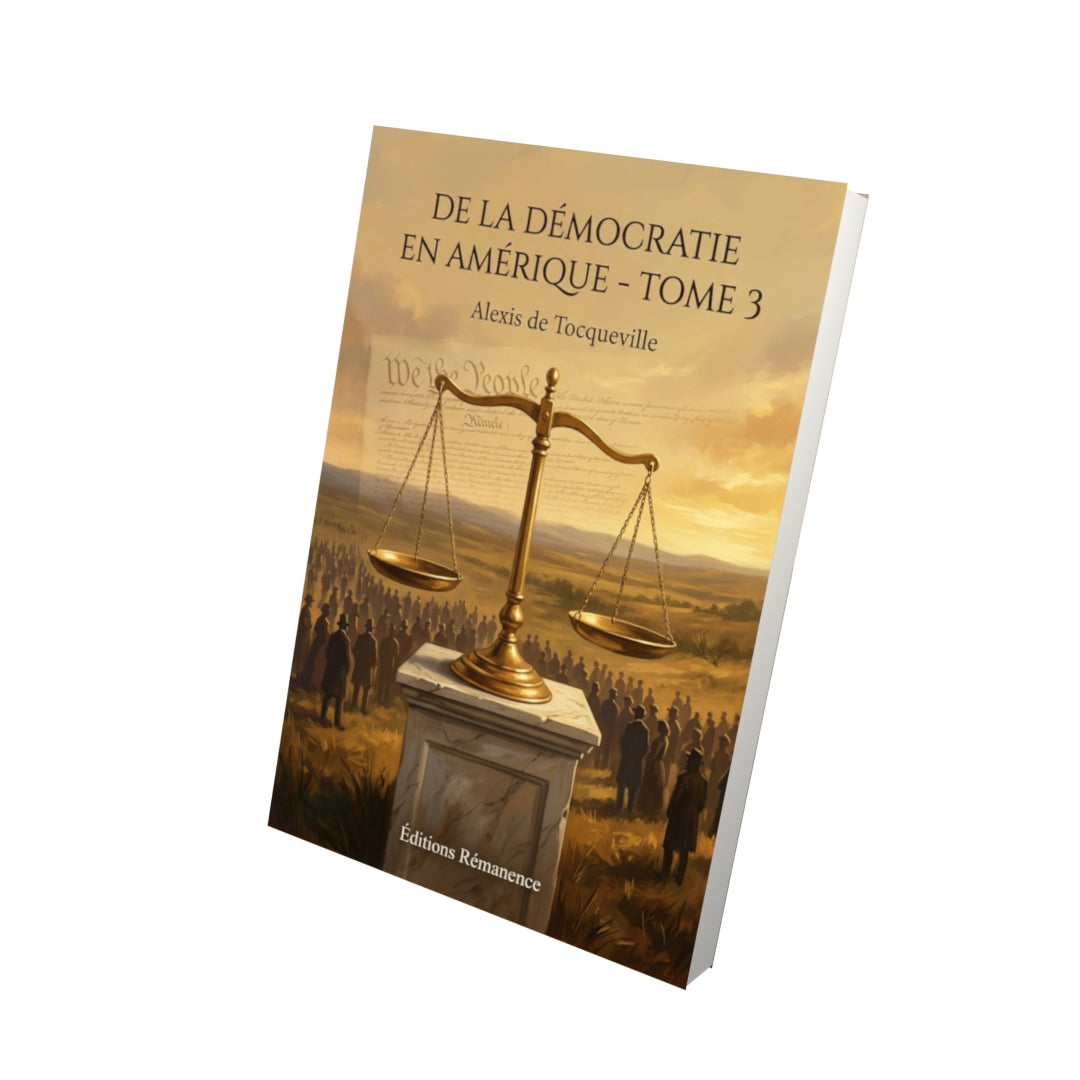 Livre De la démocratie en Amérique - Tome 3 par Alexis de Tocqueville - Vue 3D - Editions Remanence