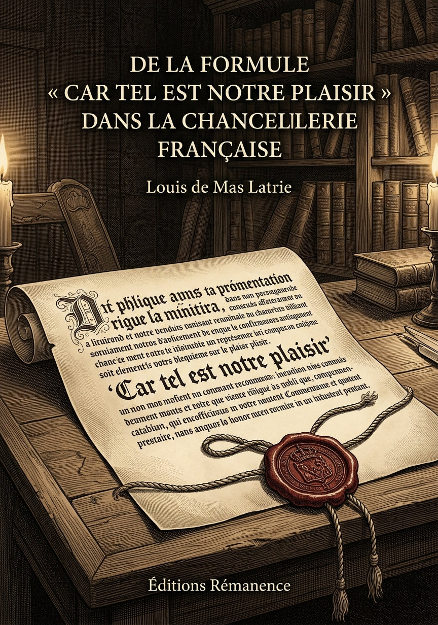 Livre De la formule « car tel est notre plaisir » dans la chancellerie française par Louis de Mas Latrie - Couverture - Editions Remanence