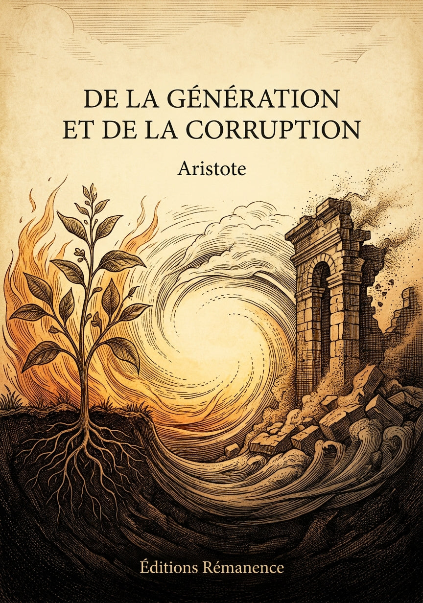 Livre De la Génération et de la Corruption par Aristote - Couverture - Editions Remanence