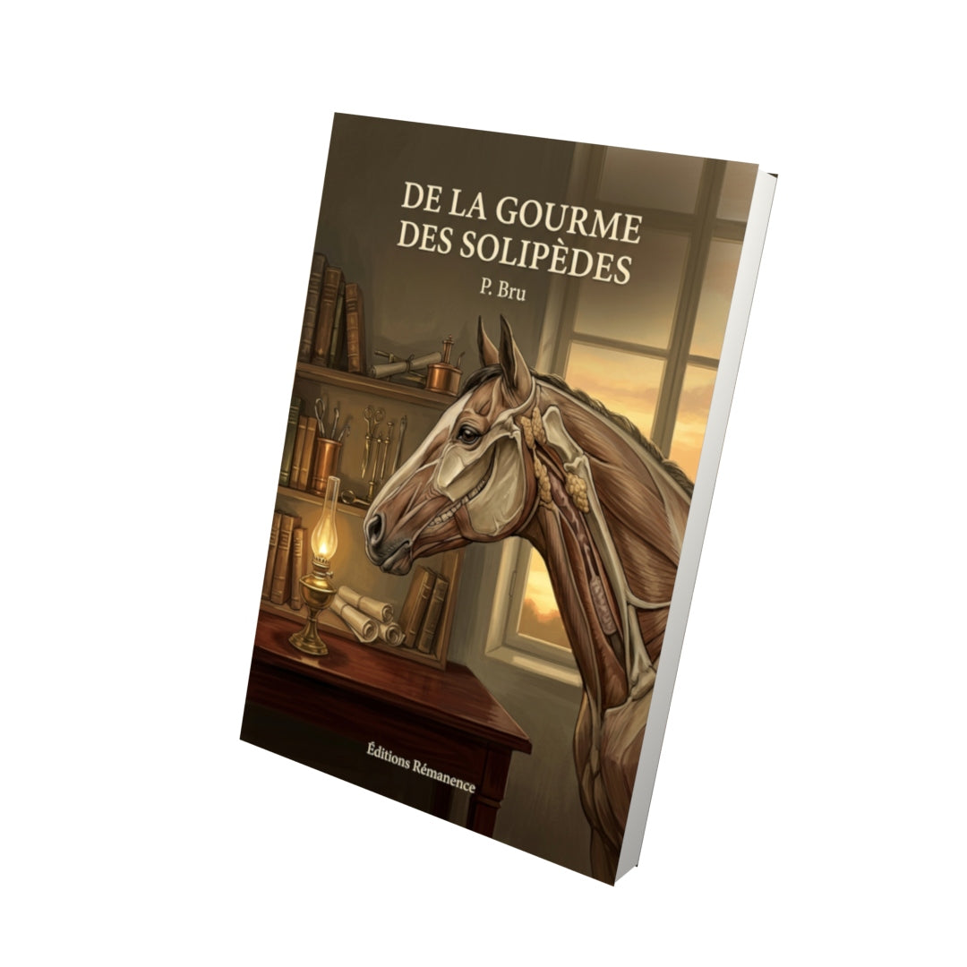 Livre De la gourme des solipèdes par P. Bru - Vue 3D - Editions Remanence