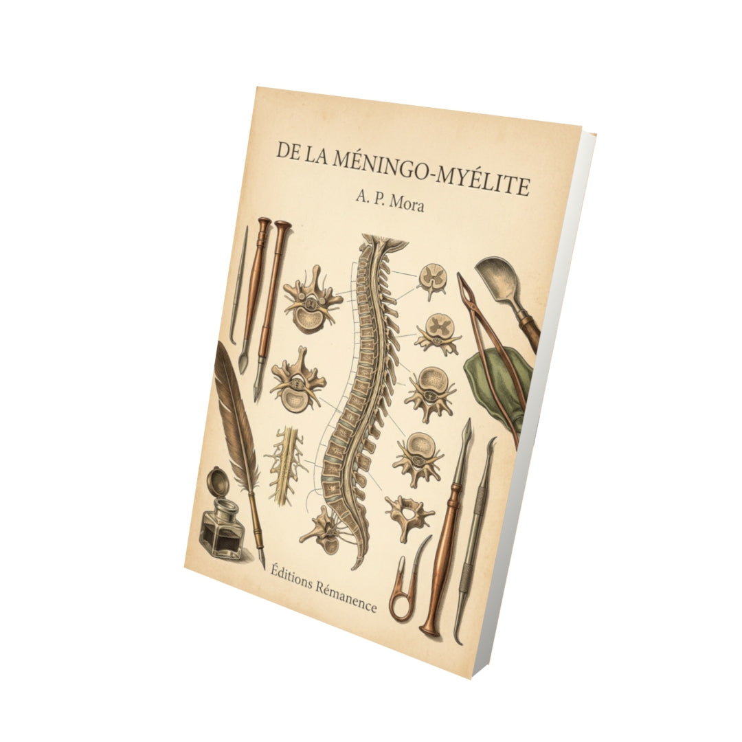 Livre De la méningo-myélite par A. P. Mora - Vue 3D - Editions Remanence