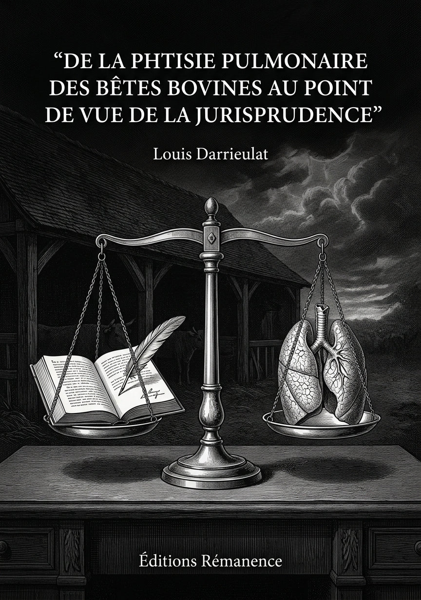 Livre De la phtisie pulmonaire des bêtes bovines au point de vue de la jurisprudence par Louis Darrieulat - Couverture - Editions Remanence
