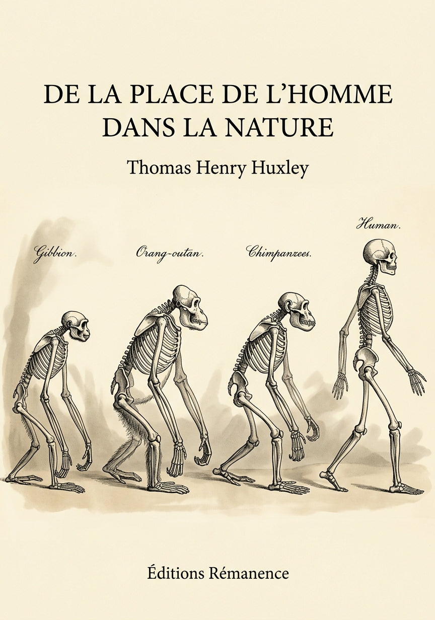Livre De la place de l'homme dans la nature par Thomas Henry Huxley - Couverture - Editions Remanence