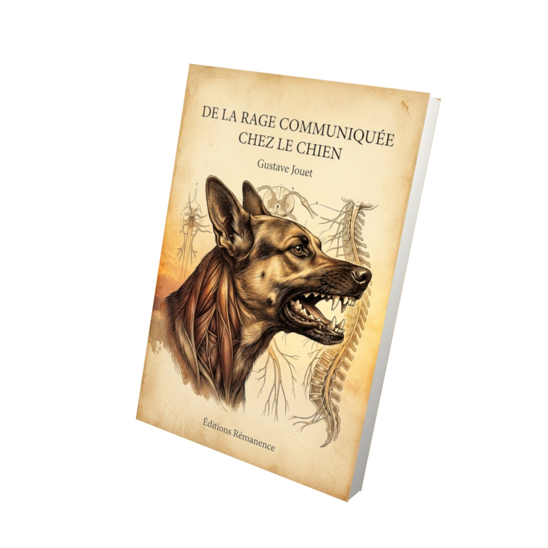 Livre De la rage communiquée chez le chien par Gustave Jouet - Vue 3D - Editions Remanence