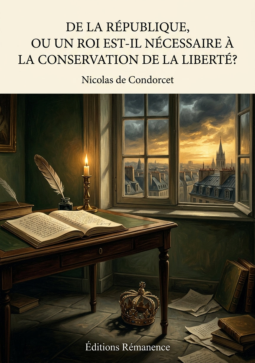 Livre De la République, ou un roi est-il nécessaire à la conservation de la liberté ? par Nicolas de Condorcet - Couverture - Editions Remanence