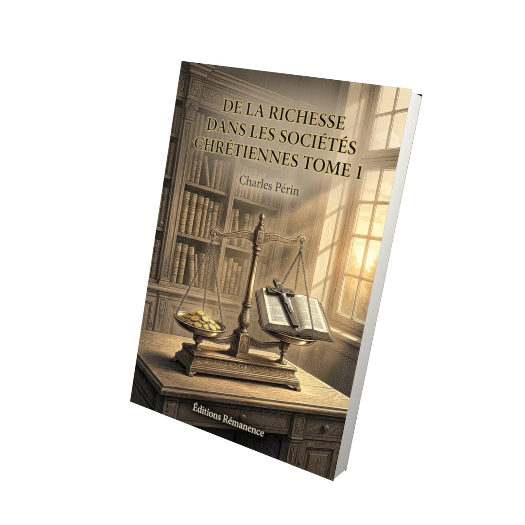 Livre De la richesse dans les sociétés chrétiennes Tome 1 - Charles Périn - Vue 3D - Editions Remanence