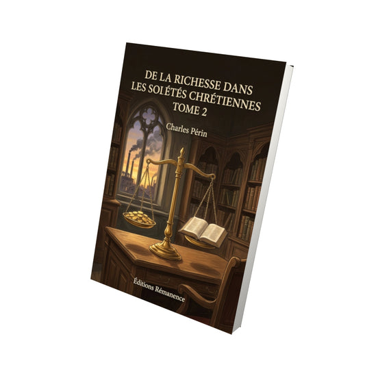 Livre De la richesse dans les sociétés chrétiennes Tome 2 - Charles Périn - Vue 3D - Editions Remanence