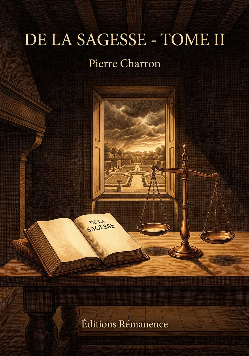 Livre De la sagesse - Tome II par Pierre Charron - Couverture - Editions Remanence