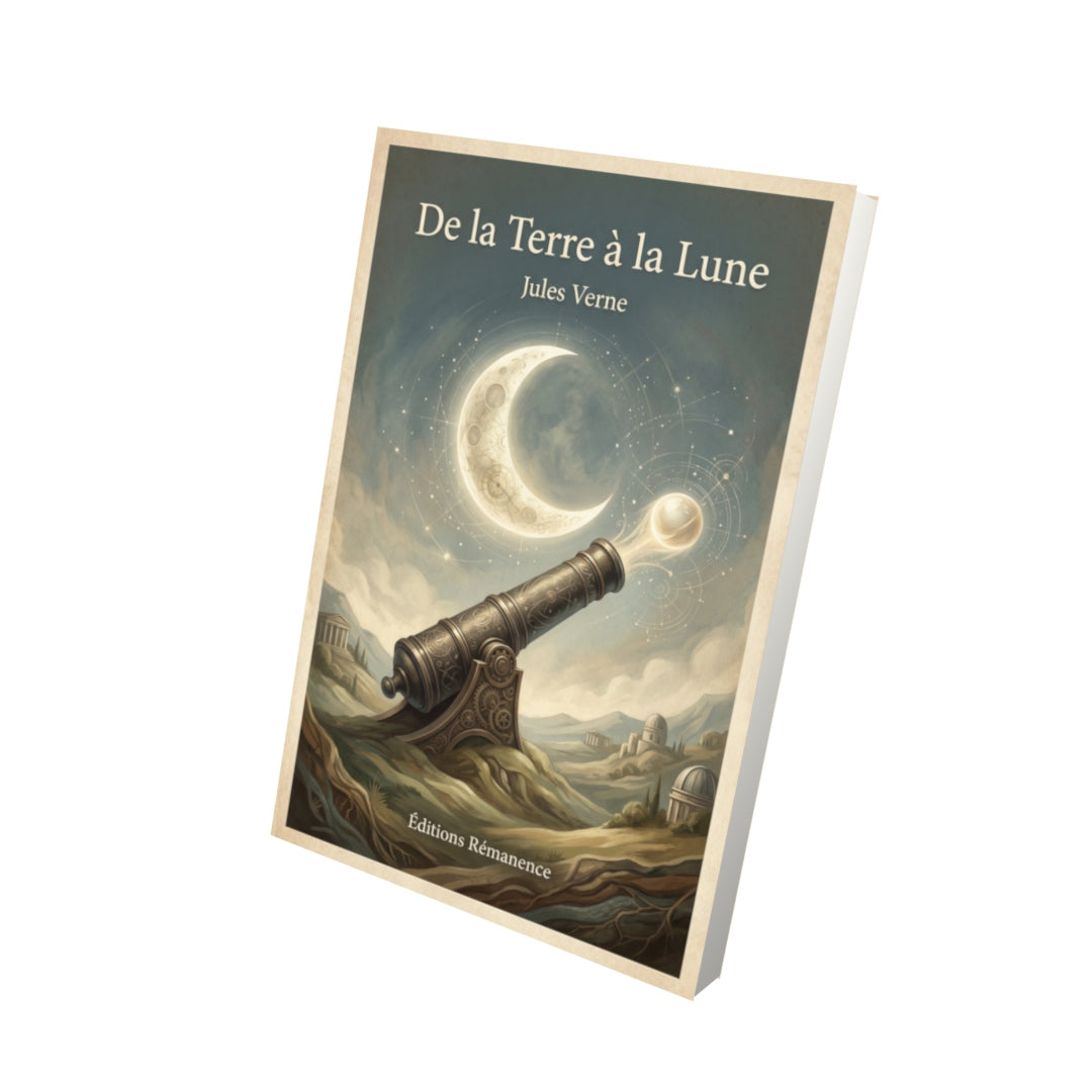 Livre De la Terre à la Lune - Jules Verne - Vue 3D - Editions Remanence