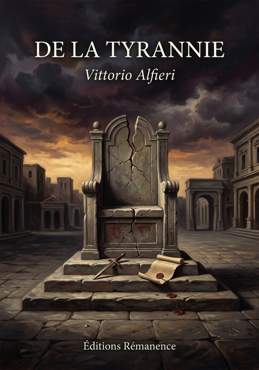 Livre De la Tyrannie par Vittorio Alfieri - Couverture - Editions Remanence