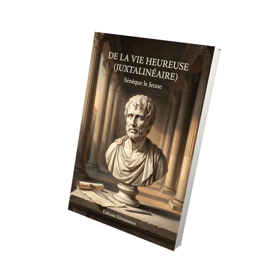 Livre De la vie heureuse (juxtalinéaire) par Sénèque le Jeune - Vue 3D - Editions Remanence