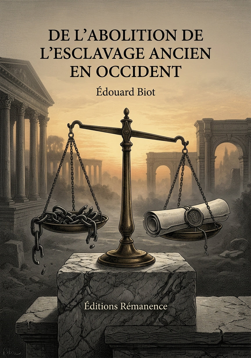 Livre De l’abolition de l’esclavage ancien en occident par Édouard Biot - Couverture - Editions Remanence
