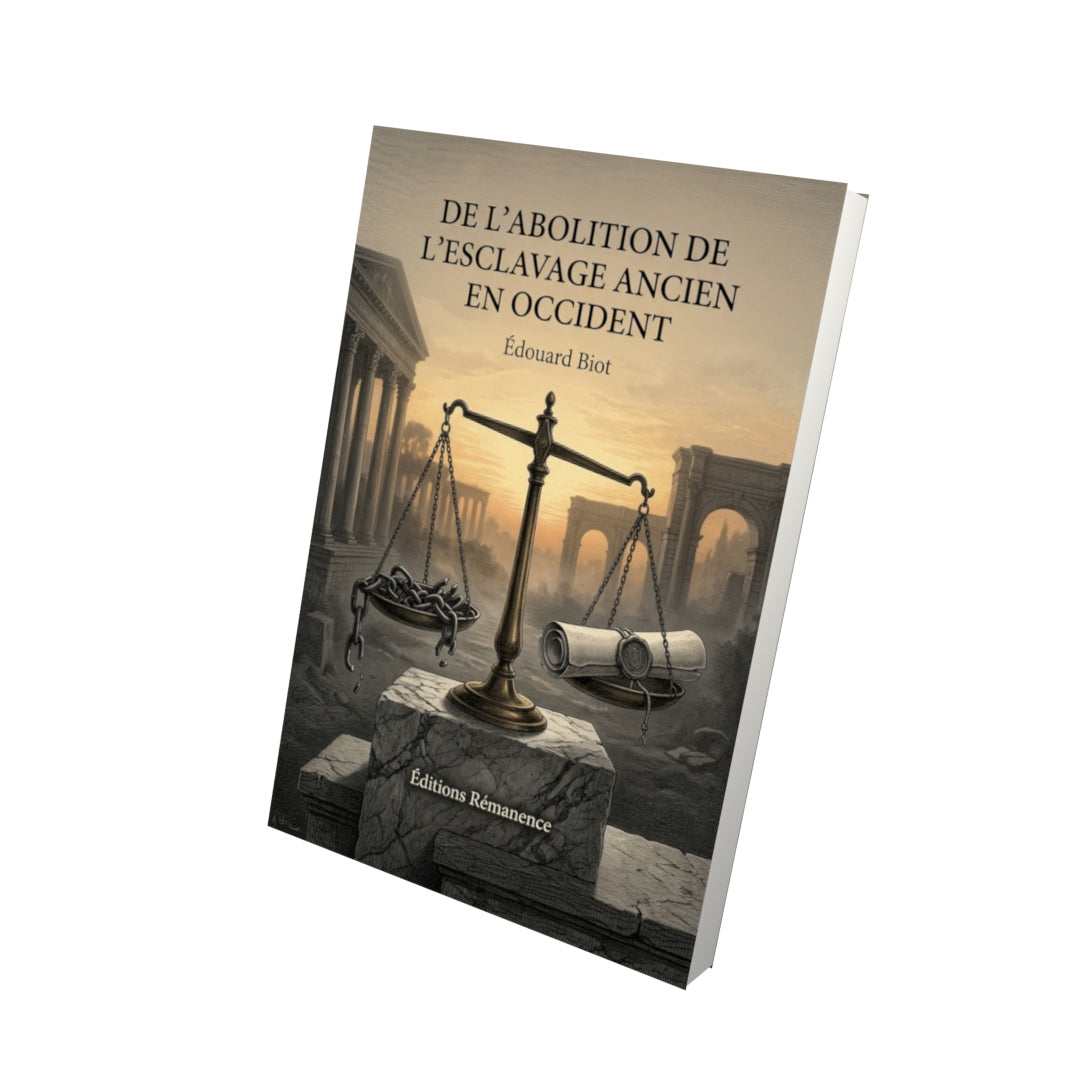 Livre De l’abolition de l’esclavage ancien en occident par Édouard Biot - Vue 3D - Editions Remanence