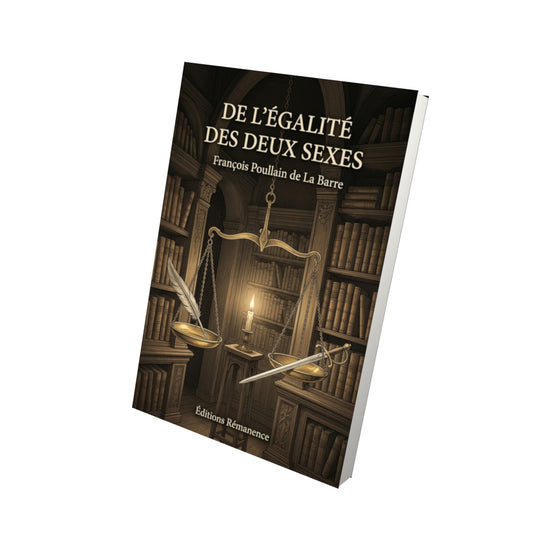 Livre De l’égalité des deux sexes par François Poullain de La Barre - Vue 3D - Editions Remanence