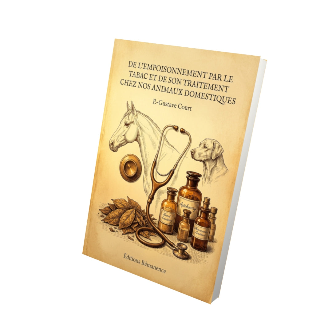 Livre De l’empoisonnement par le tabac et de son traitement chez nos animaux domestiques par P.-Gustave Court - Vue 3D - Editions Remanence