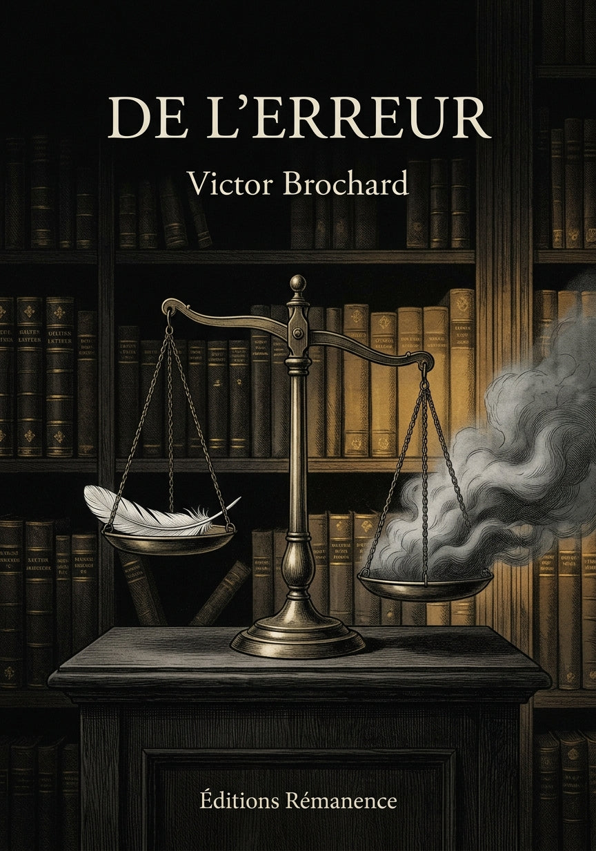 Livre De l’erreur par Victor Brochard - Couverture - Editions Remanence