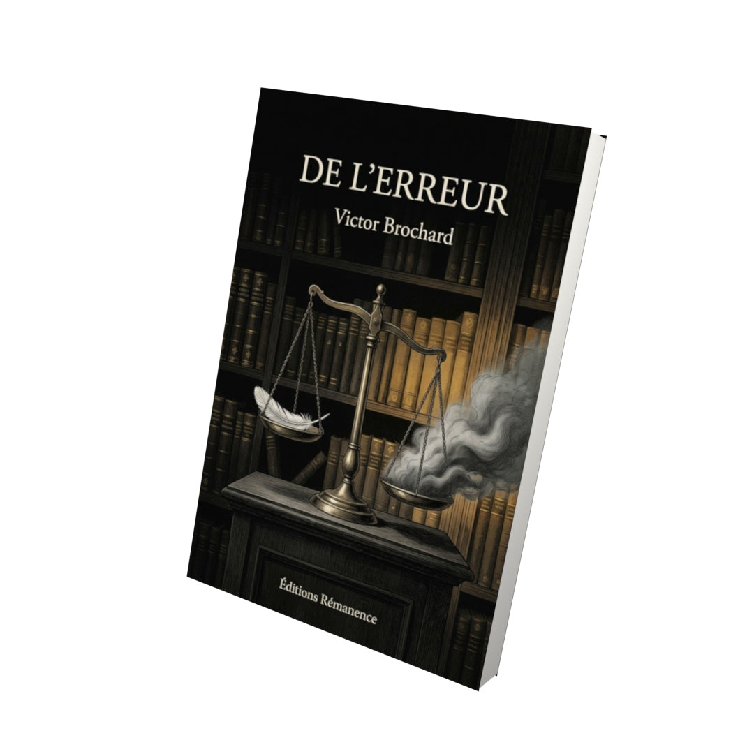 Livre De l’erreur par Victor Brochard - Vue 3D - Editions Remanence