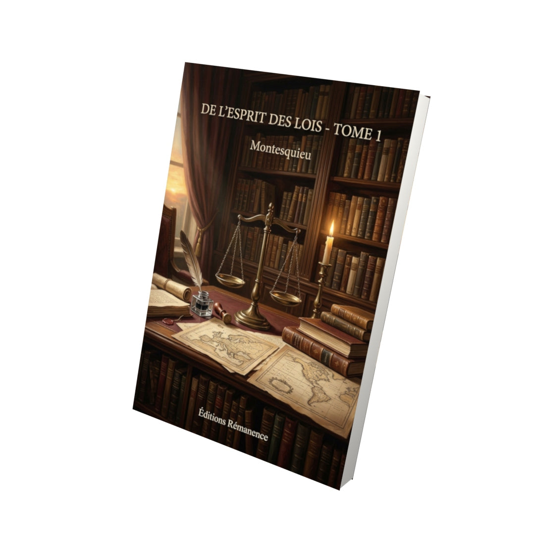 Livre De l’esprit des lois - Tome 1 par Montesquieu - Vue 3D - Editions Remanence